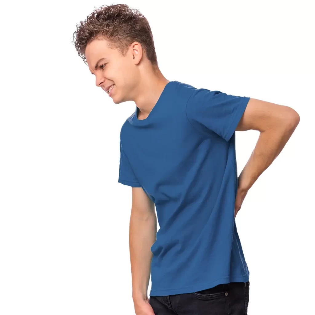 Young athlete suffering with low back pain